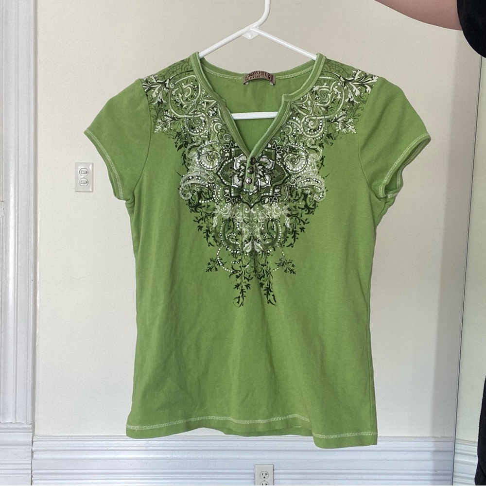 Green mall goth Y2K shirt